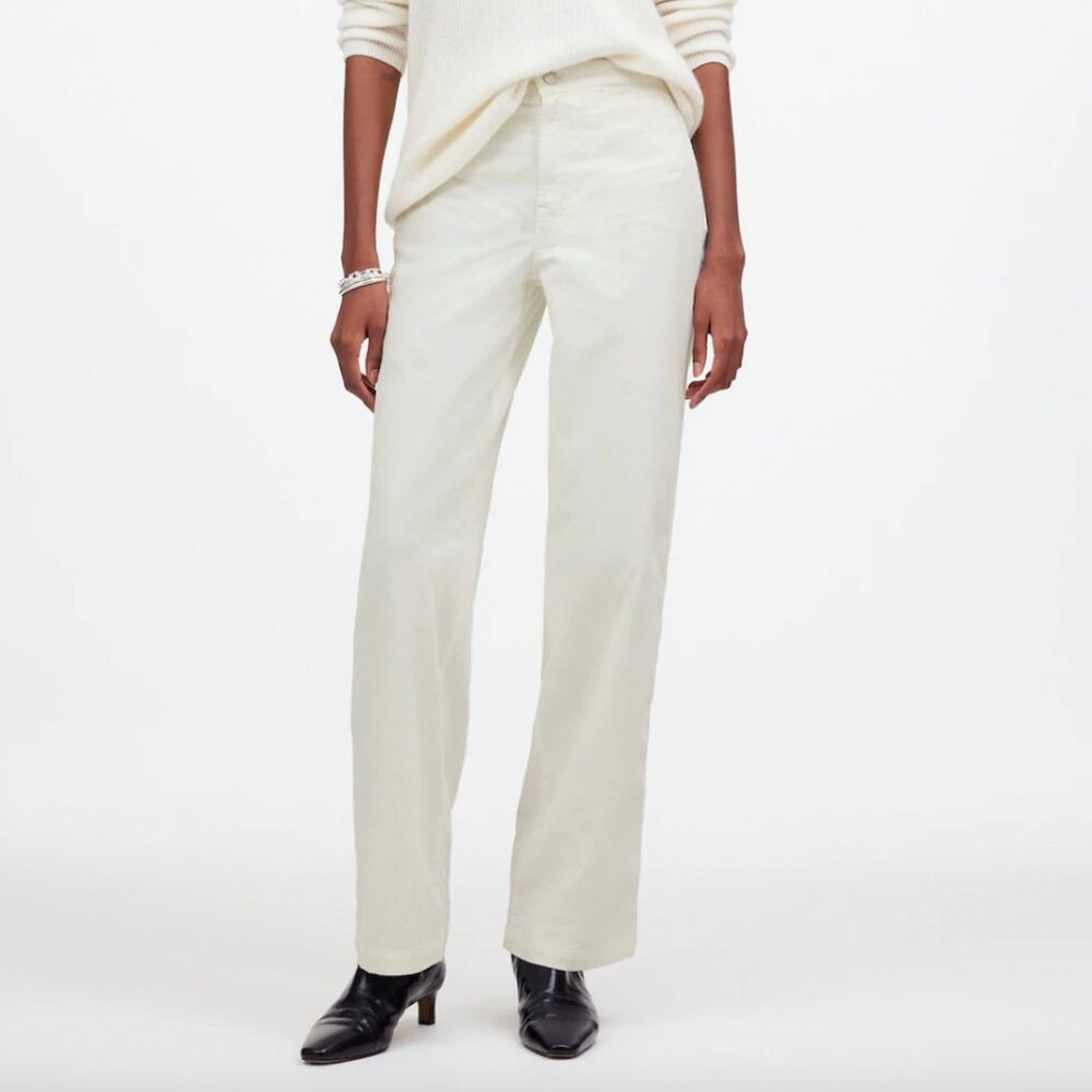 Madewell Emmett Wide-Leg Pant in Corduroy, White